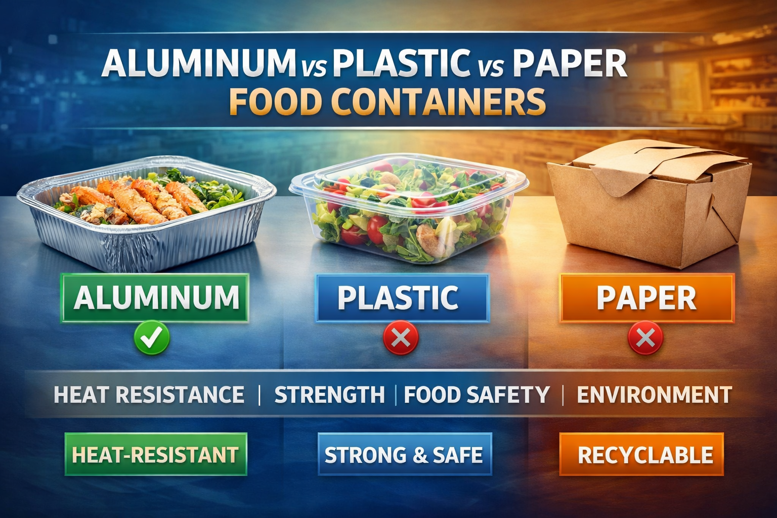 حاويات المواد الغذائية المصنوعة من الألومنيوم أم البلاستيك أم الورق: أيهما أفضل لعملك؟