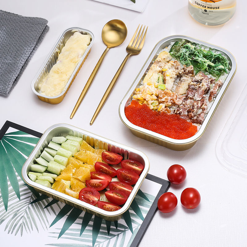 أدوات مائدة من رقائق الذهب قابلة للإغلاق سعة 1050 مل للاستعمال مرة واحدة