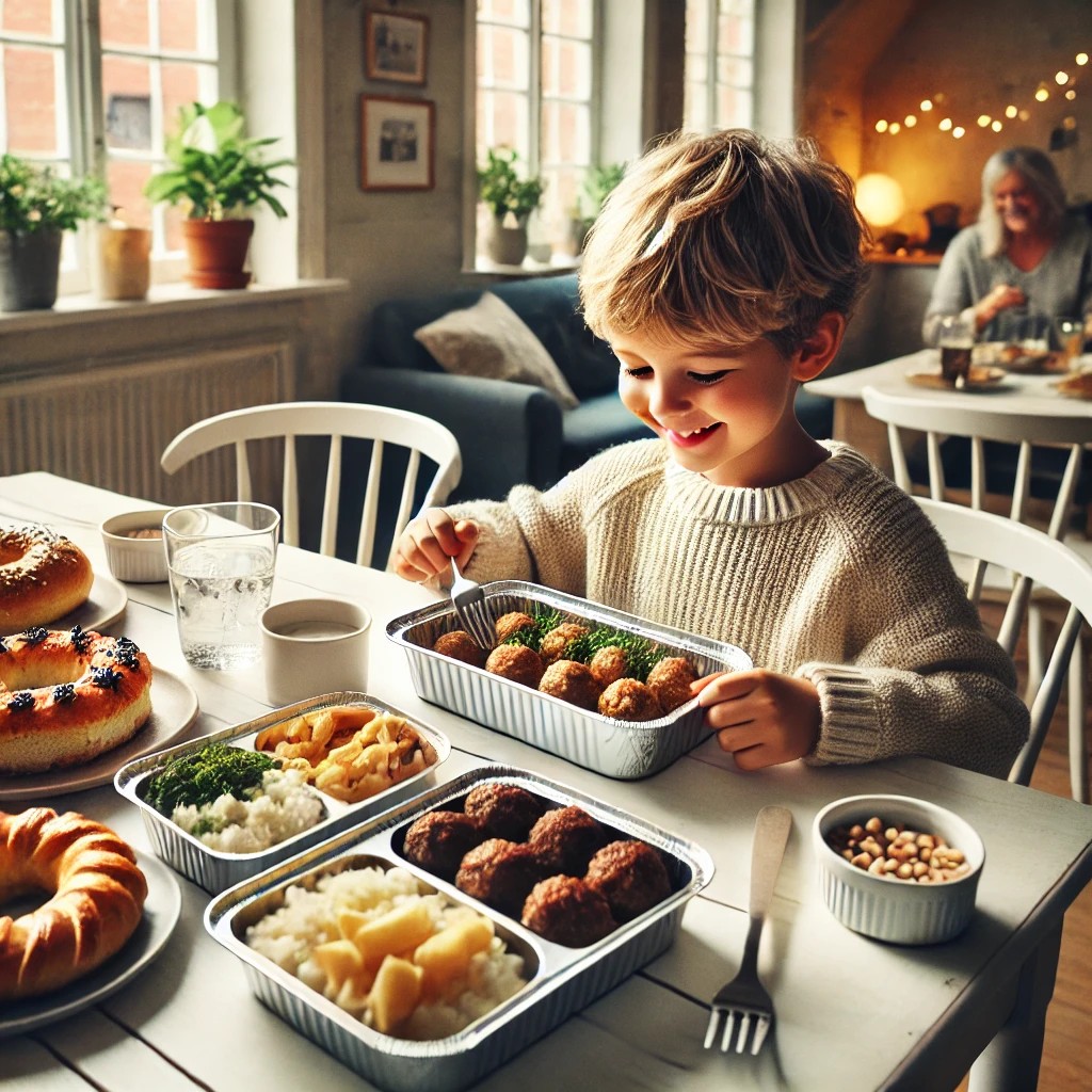 يتم تقديم الطعام الدنماركي التقليدي في حاوية من رقائق الألومنيوم